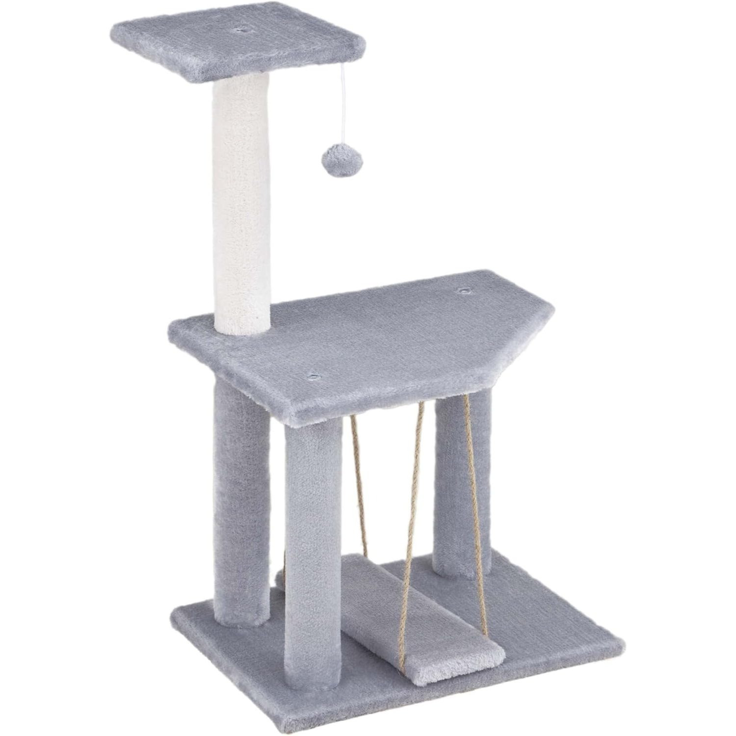 TEMU Baroni Home Gioco per Gatto Castello per e Gattini Grigio | Marrone 40x30x71 cm, Gioco per Cuccioli a 2 Piani con e , Giocattolo Interattivo per