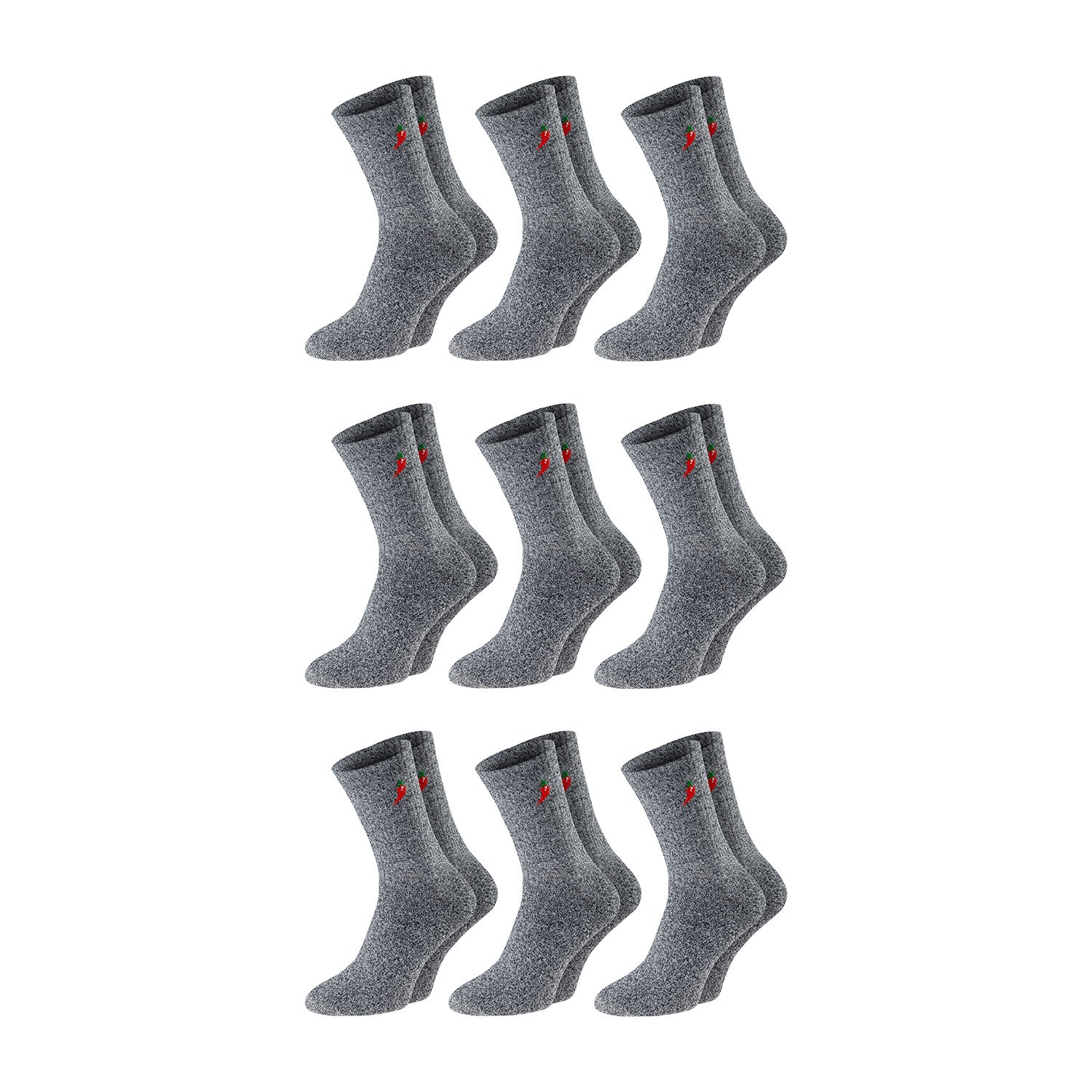 Image of 9 Pairs Chili Trekking Socks For Women And Men, Padded Cotton Socks, Hiking Work Outdoor, 9 Pairs, Gray , 39-42 / 43-46, Hiking Socks