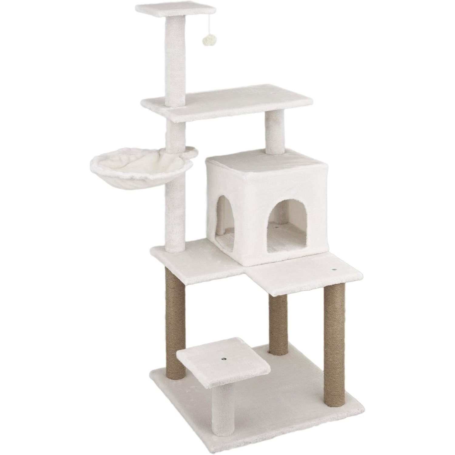 TEMU Baroni arbre à gratter pour chat en couleur marron | crème | 75X22X49 pouces (ou 75X55X49 pouces), arbre à gratter pour chaton, 4 niveaux avec