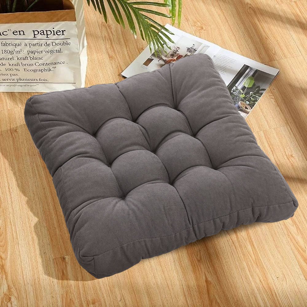 TEMU 1pc Corduroy Plush Thickened Three-dimensional Tatami Mat Cushion, Square Yoga Meditation Pillow For Seating On Floor, Solid Thick Tufted Back