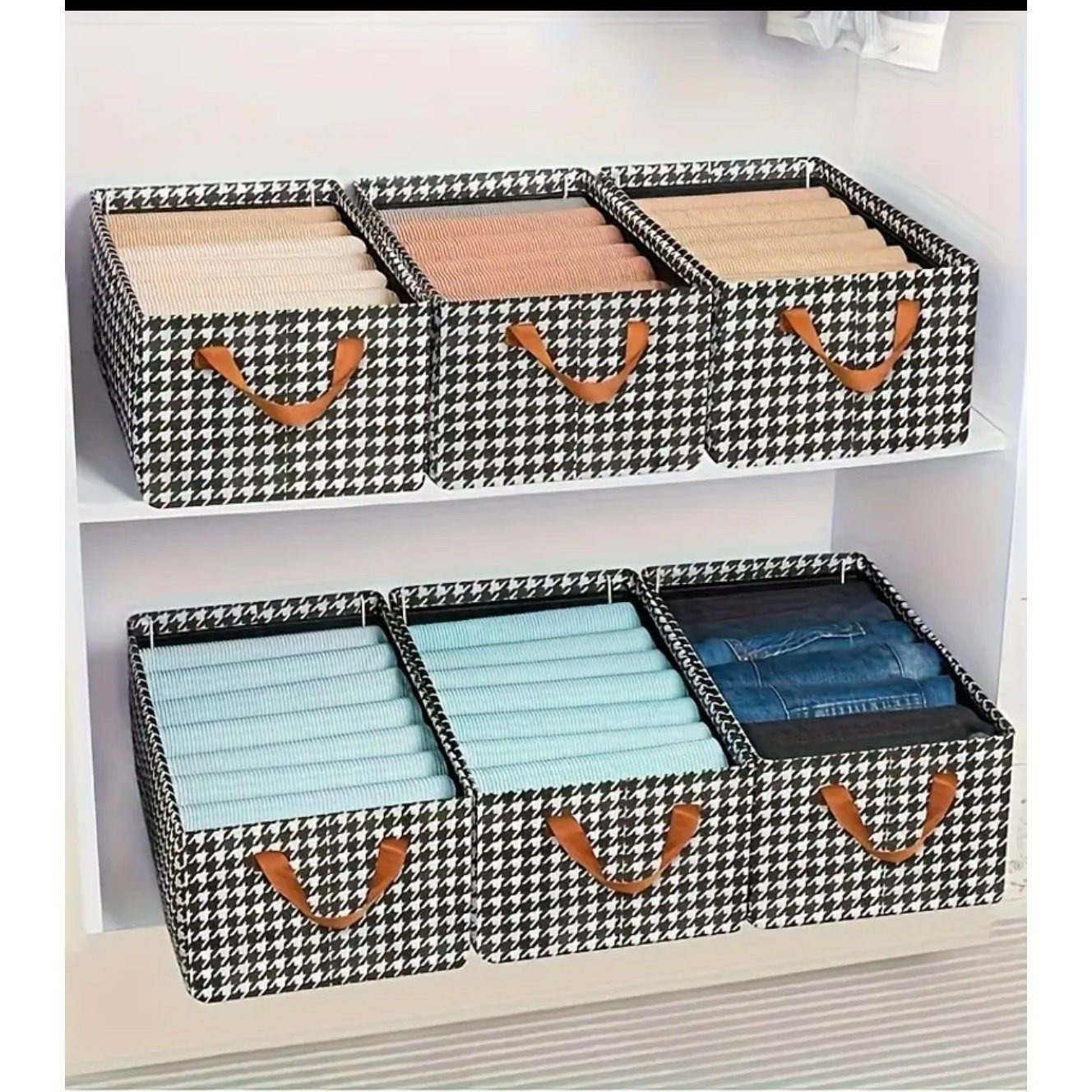 TEMU Cesta de almacenamiento plegable mejorada con – Organizador de tela no tejida con estructura de acero – Ideal para ropa, juguetes y armarios,