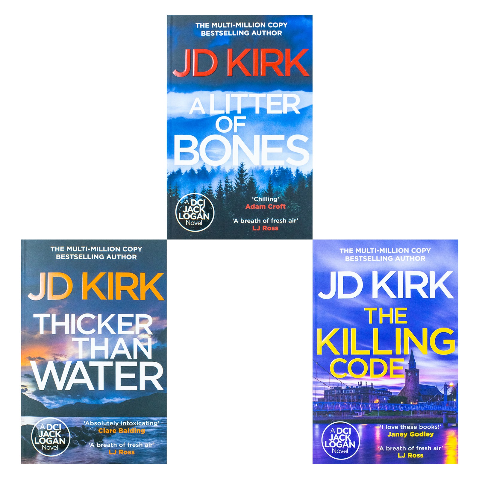 TEMU Dci Logan Crime Thrillers 3 Books Collection Set By Jd Kirk (thicker Than Water, A Litter Of Bones, The Killing Code)