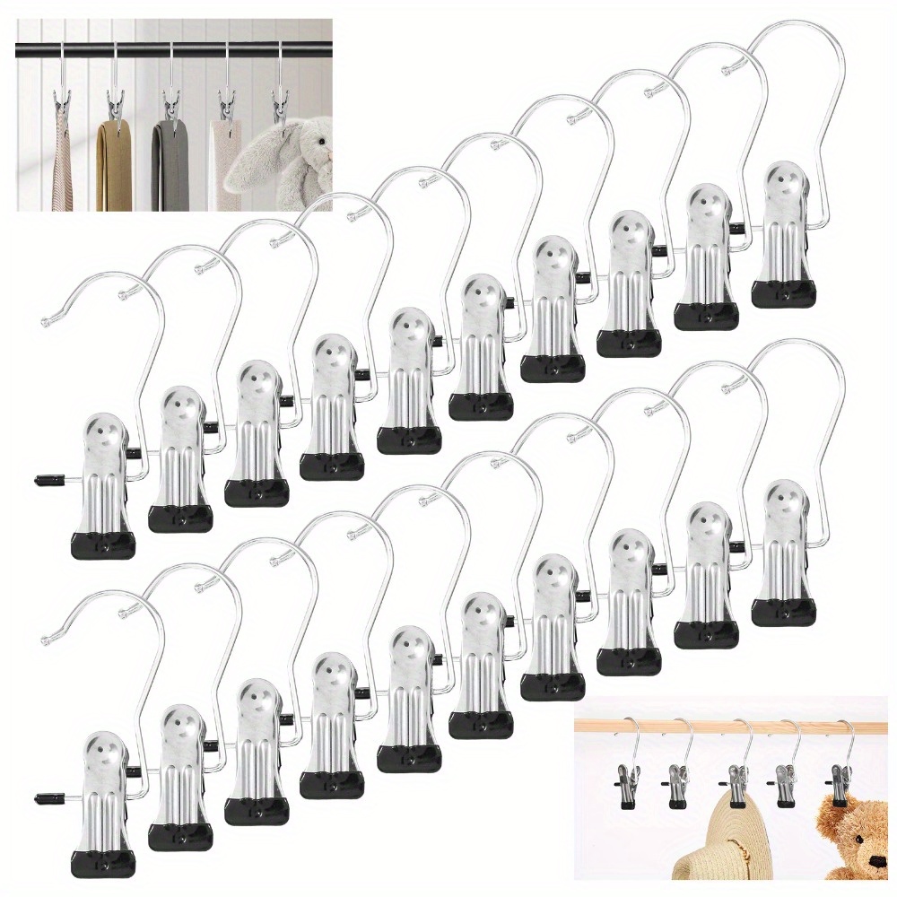 TEMU 40pcs Portable Laundry Hooks, Metal Boots Hangers, Single Coat Hangers, Hat Storage Hanger Clips, Hangers Clips, Clip Hooks Hangers For Towels,