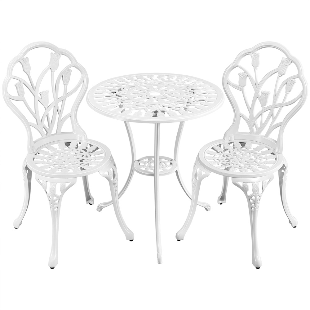 E-shop Costoffs 3 teiliges Gartenmöbel Set Aluminiumguss Sitzgruppe Balkonset Gartentisch mit 2 Stühlen Gartengarnitur Gartenmöbel für Balko Garten