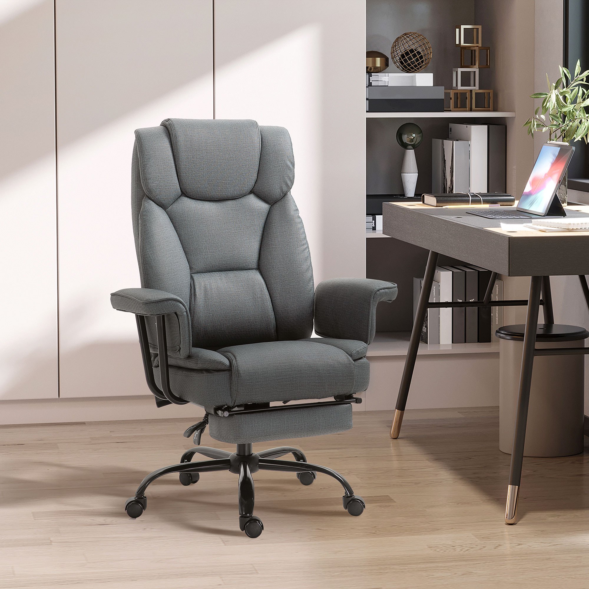 Image of Office Chair Ergonomic Executive Chair 360° Rotatable Computer Chair Height Adjustable With Headrest And Padded Armrests With Footrest Artificial Leather 68 X 80 X 120–126 Cm