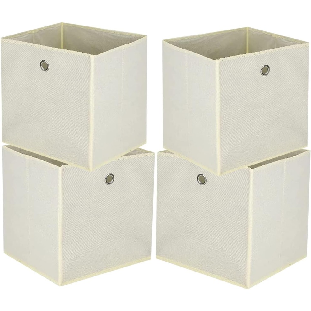 E-shop Set aus 4 Aufbewahrungsboxen, faltbare Aufbewahrungsboxen, Stoffboxen, faltbare Boxen, aus nicht gewebtem Stoff, Aufbewahrungsbehälter für