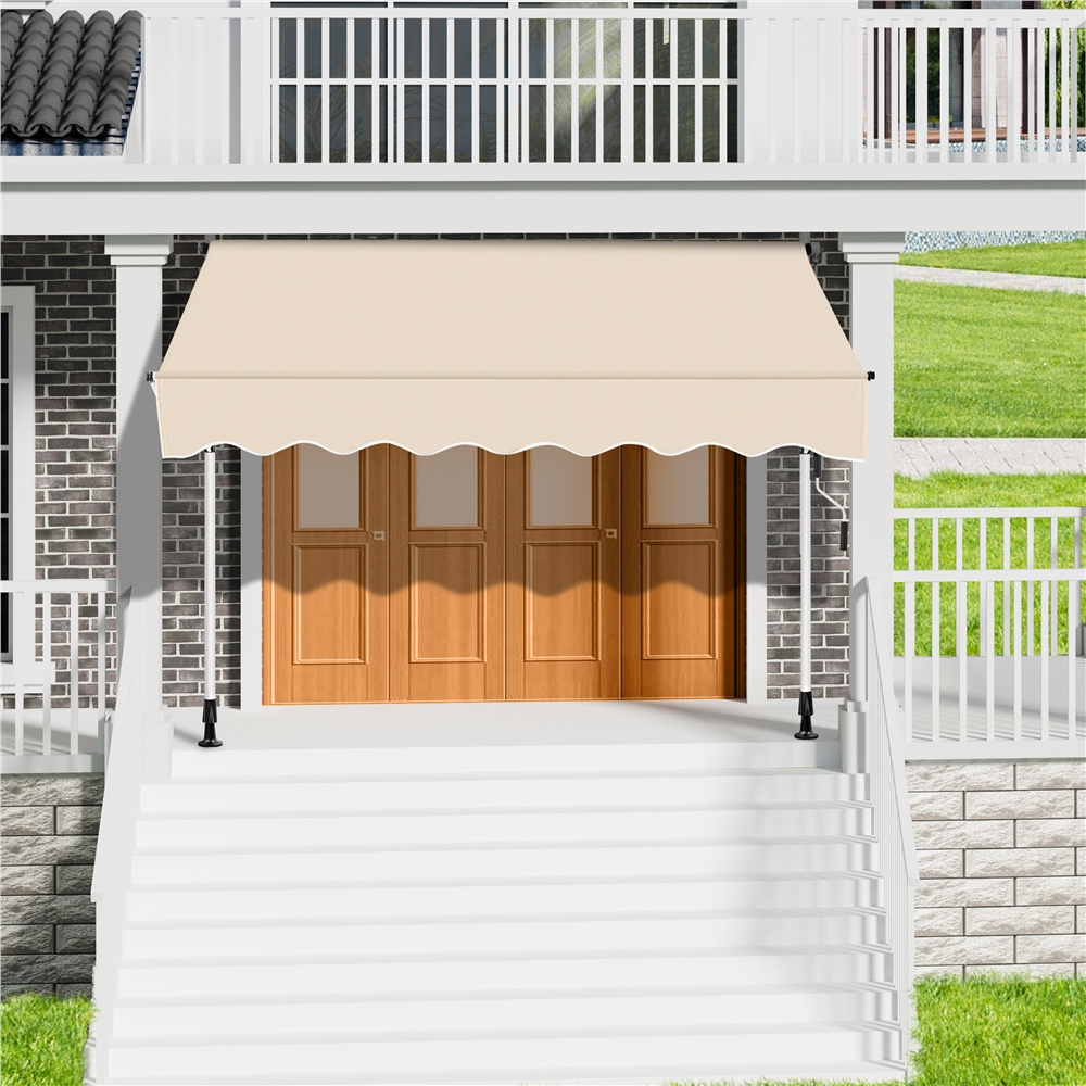 E-shop Costoffs höhenverstellbar Klemmmarkise 200 cm L × 180 cm B ohne Bohren Sonnenmarkise Balkonmarkise mit Handkurbel mit Gestell für Balkon Patio