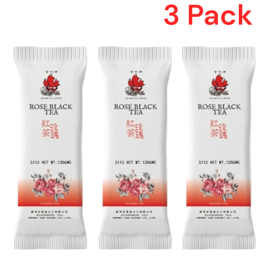 Image of 3 Packs Golden Sail Brand Red Rose Tea Leaves 3×125g – Rose Tea, Aromatic Dried Rose Petals, Loose Leaf Tea For Relaxation & Wellness