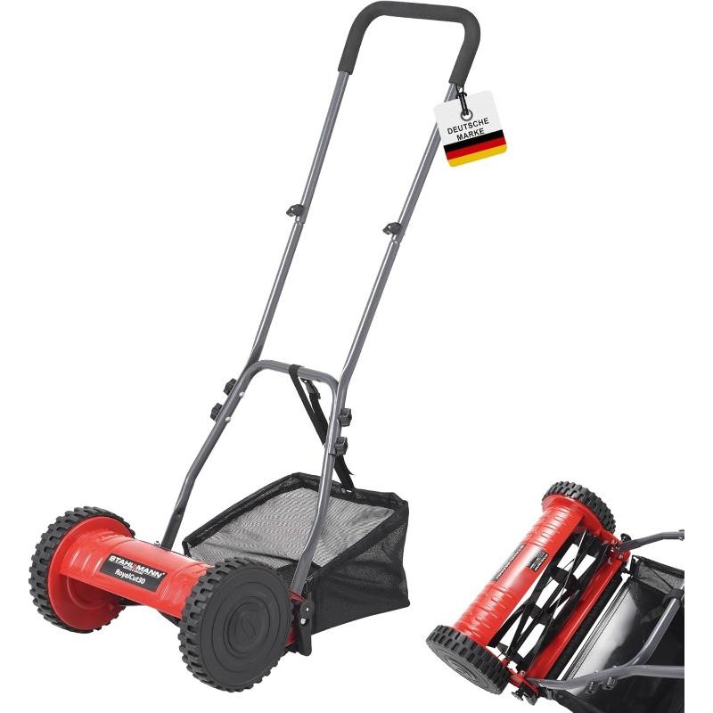E-shop Spindelmäher – Rasenmäher mit 30 cm Schnittbreite, 27 Liter Fangkorb, 4-stufige Schnitthöheneinstellung – Handrasenmäher manuell - leise