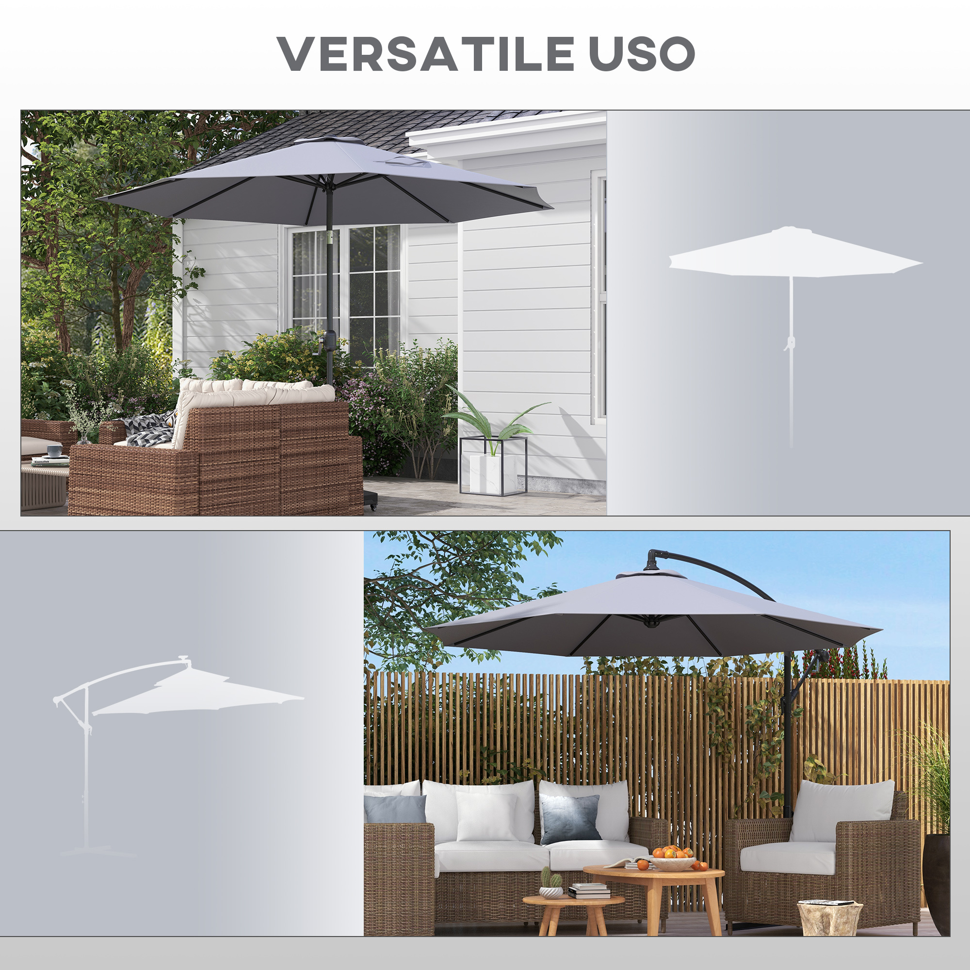 Outsunny Telo Di Ricambio Ombrellone Rettangolare 3x2 M Verde | Aosom Italy - 6