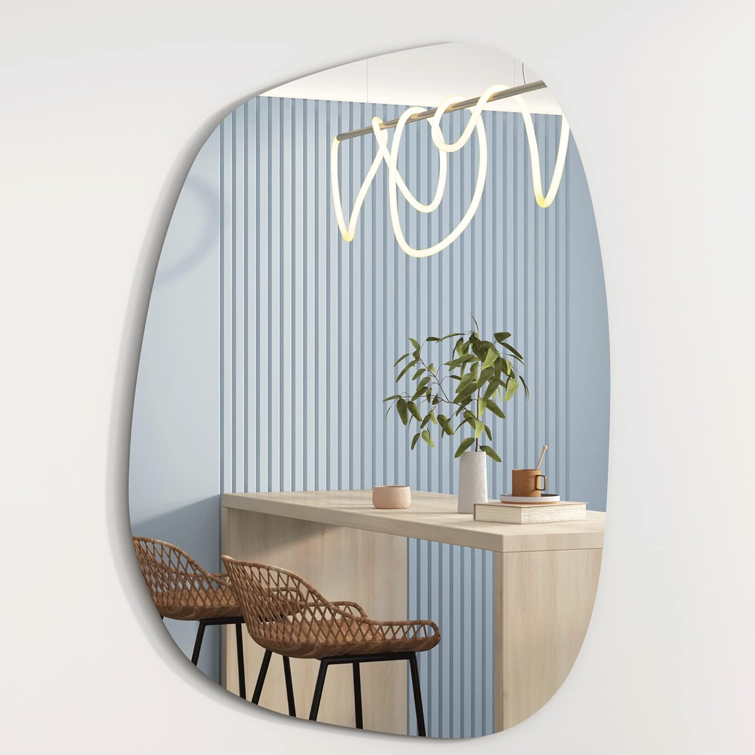Designer Asymmetrical Mirror In Sizes, Wall Mirror Or Door Mirror, Modern Shape, Frameless Mirror For Hallway, Bedroom & Living Room