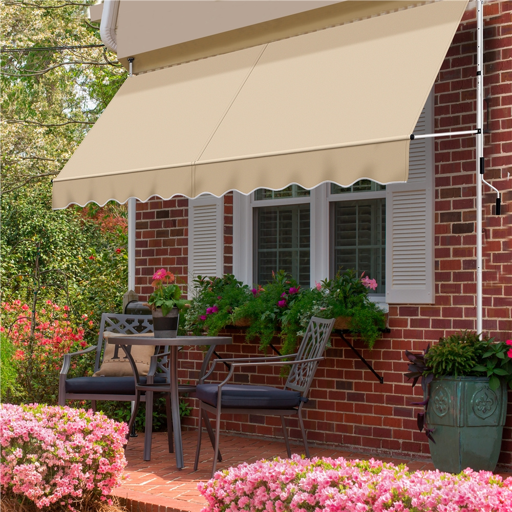 E-shop Costoffs Klemmmarkise 250 cm L × 180 cm B ohne Bohren Sonnenmarkise Balkonmarkise mit Handkurbel mit Gestell für Balkon Patio Garten