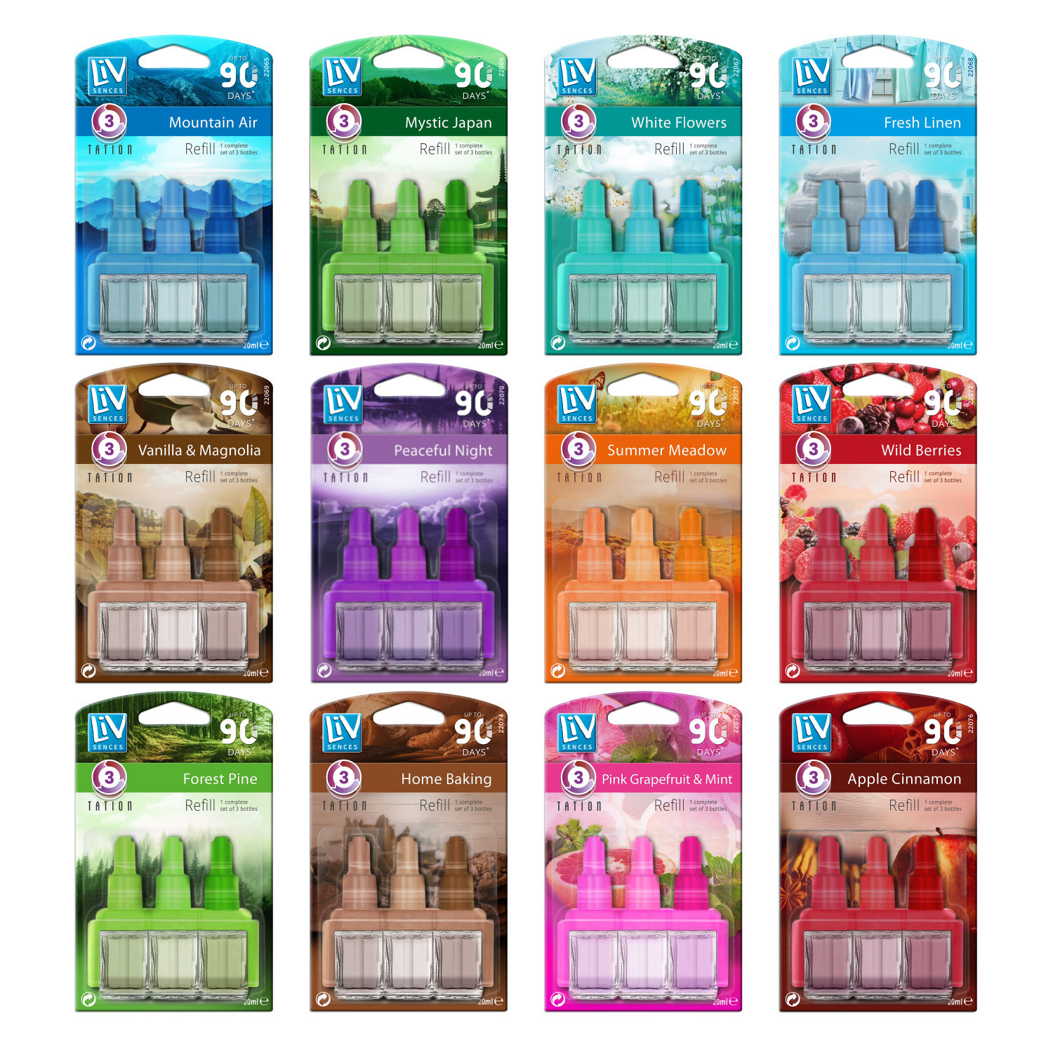 Liv Sences 3 Scents Air Freshener Plug In Refill 12 Pack