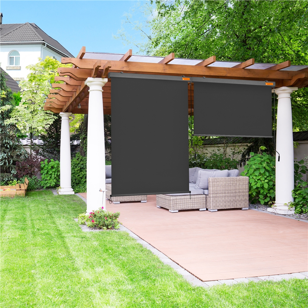 Costoffs Vertical Awning 250 Cm L × 155 Cm W Privacy & Sun Protection With Crank Handle Sail For Terrace And Balcony