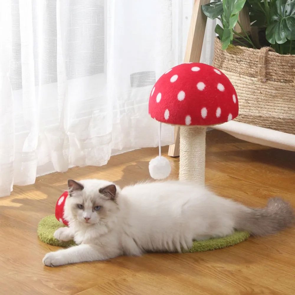 TEMU Cat Scratch Posts Pet Toys Mushrooms Shaped Interactive Vertical Cat Scratcher Sisal Hemp For Indoor Outdoor Grinding Claw