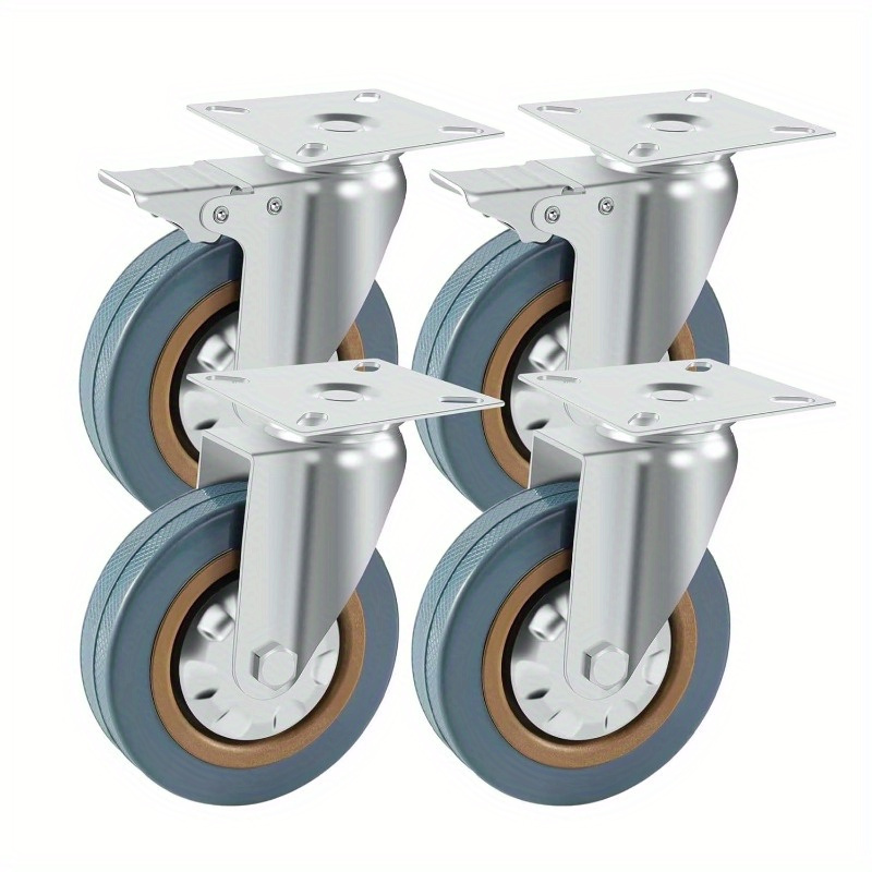 TEMU Set Of 4 Heavy Duty Swivel Castor Wheels Casters For Furniture Trolley And More - Up To Load Capacity