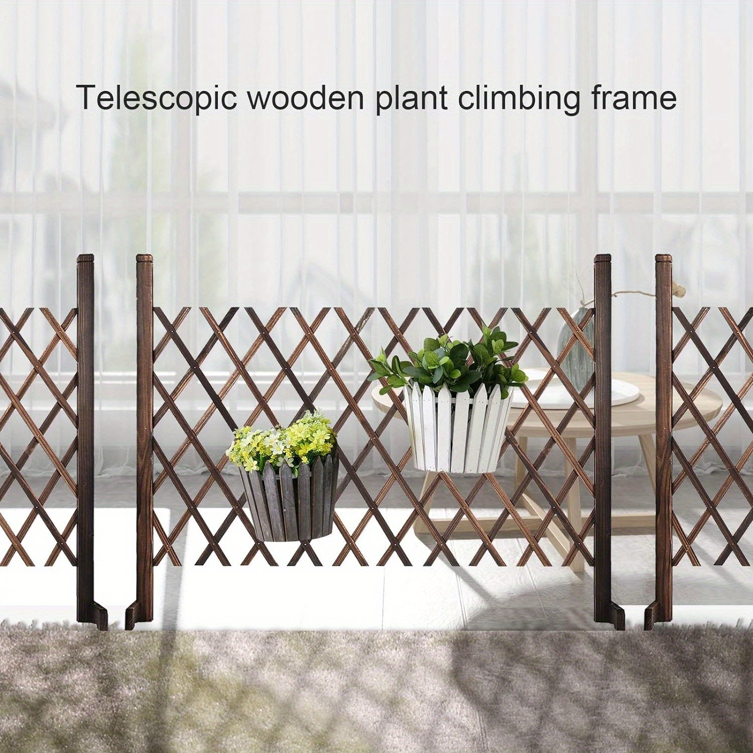 TEMU Garden Fence Gate Expanding Trellis Retractable Gate Expanding Fence Freestanding Wooden Trellis Fence Garden Screen Plant Pet Dog Safety Fence
