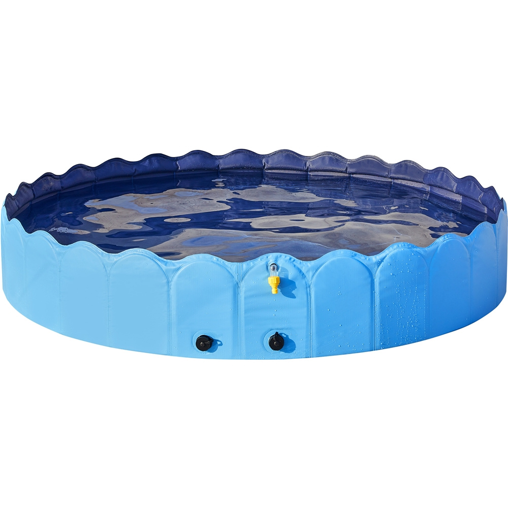 E-shop Costoffs Hundepool Planschbecken Ø180/160 cm für Hunde, Faltbare Schwimmbecken mit Sprinkler, Rutschfeste Hundebadewanne, Hundeschwimmbecken