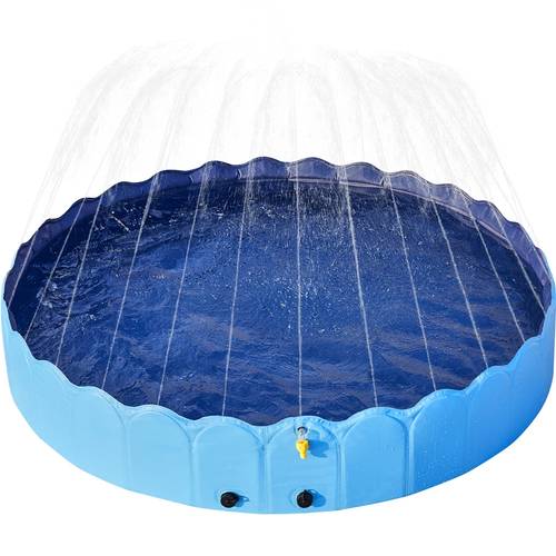 dog pool 180 160 cm for dogs foldable swimming pool with sprinkler non slip dog swimming pool dog shower ideal for summer garden outdoor blue