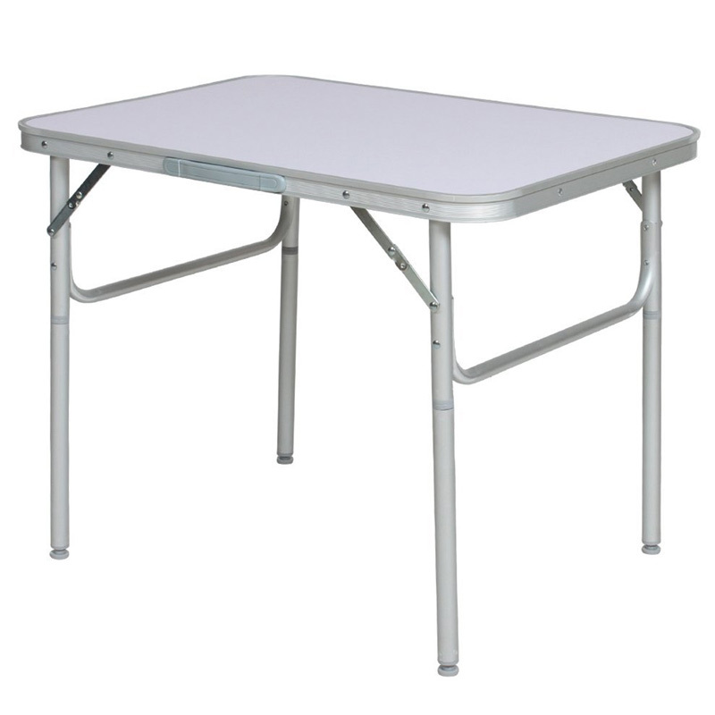 TEMU Bakaji Folding Table With Aluminum Structure, Space-saving White Table With Handle And Suitcase Closure, Adjustable Height, Ideal For Camping,