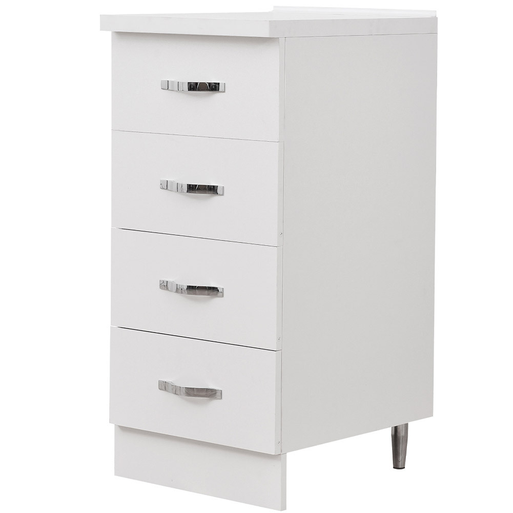 Shally Dogan Mobile Base For Kitchen With 4 Drawers, Modular Sideboard With Solid And Resistant Wooden Structure, Organizer Dimensions 40 X 50 X 85h Cm White