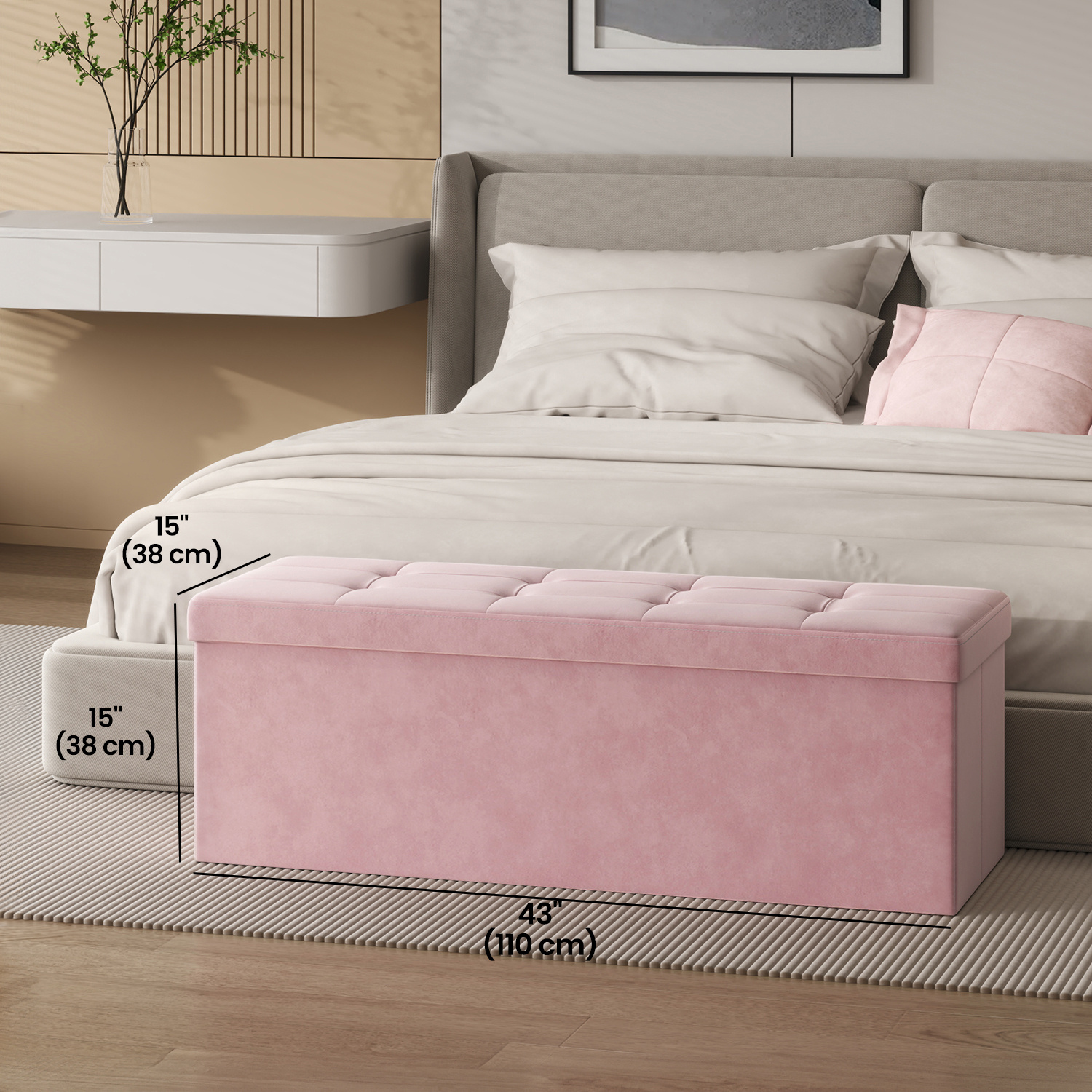 E-shop Sitzhocker, Aufbewahrungsbox mit Stauraum, klappbare Sitzbank, bis 300 kg belastbar, für Wohnzimmer Schlafzimmer Flur