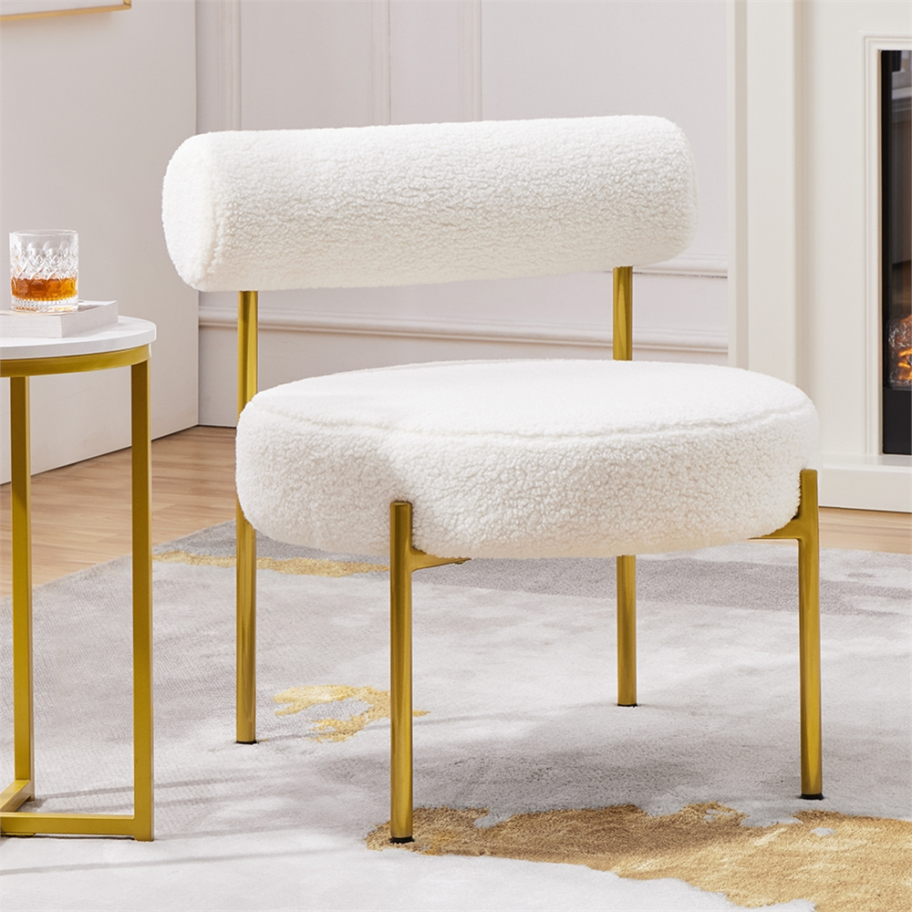 Costoffs Armchair Lounge Chair Made Of Boucle Fabric Dining Chair With Backrest Stylish Relaxation Chair For Living Room Bedroom Reception Room
