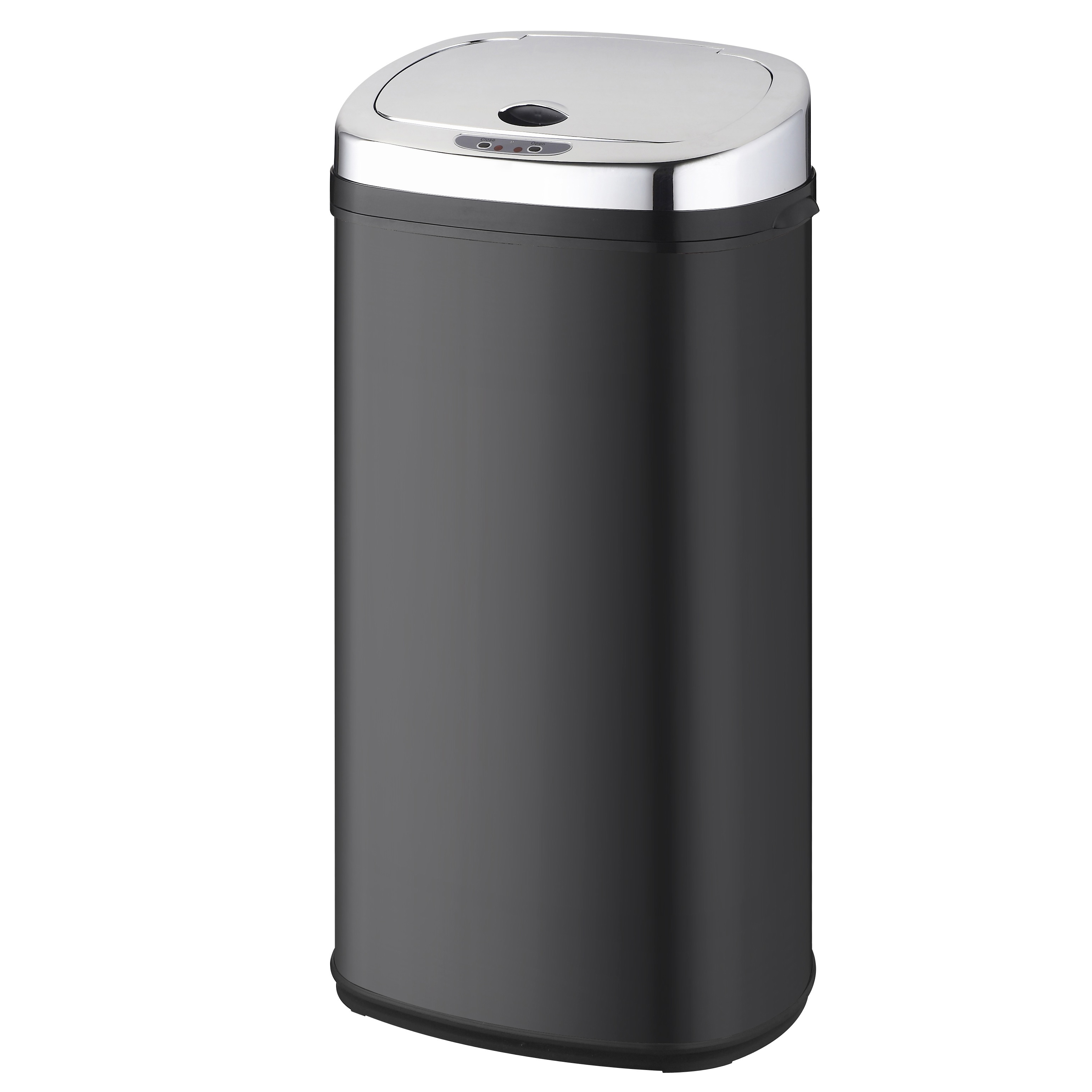 TEMU Poubelle de Cuisine Automatique 42L LARGO - Acier Inoxydable , Ouverture Contact, Capteur -Rouge, Cerclage Plastique, Base Antidérapante, Design