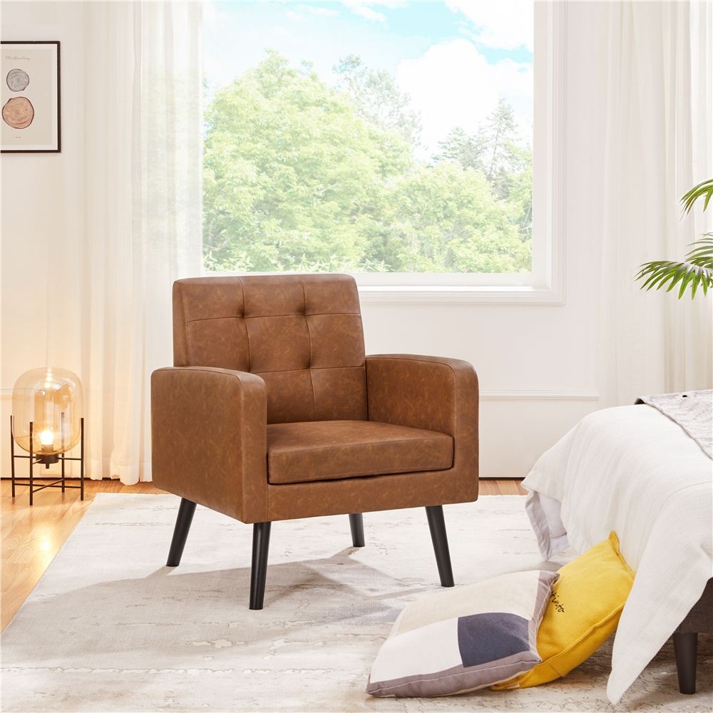 Image of Costoffs Recliner Chair With Wooden Legs, Comfortable Upholstered Tv Chair, Supports Up To 136 Kg, For Living Room/bedroom/home Theater/office