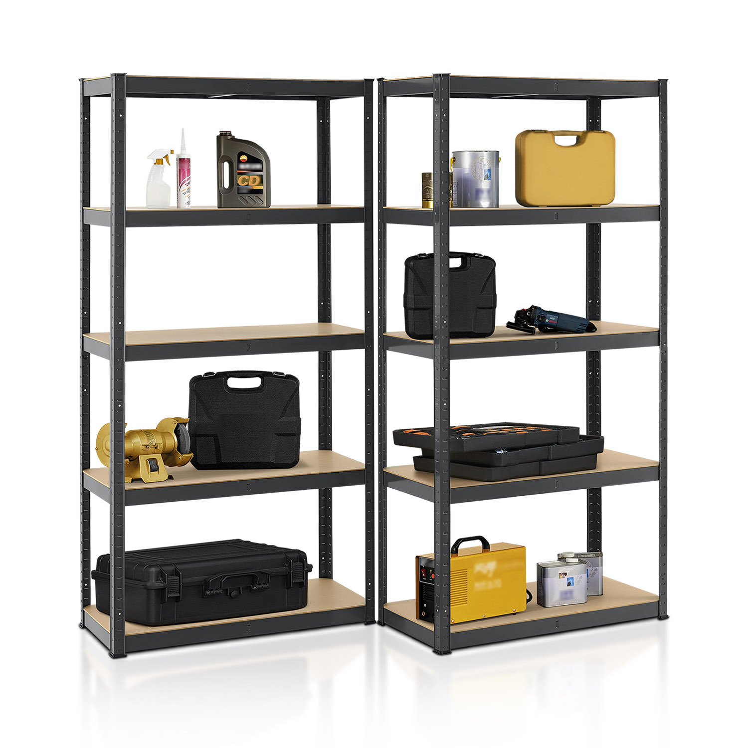 E-shop 2er-Set Lagerregal Basic 180 x 90 x 40 cm in Grau