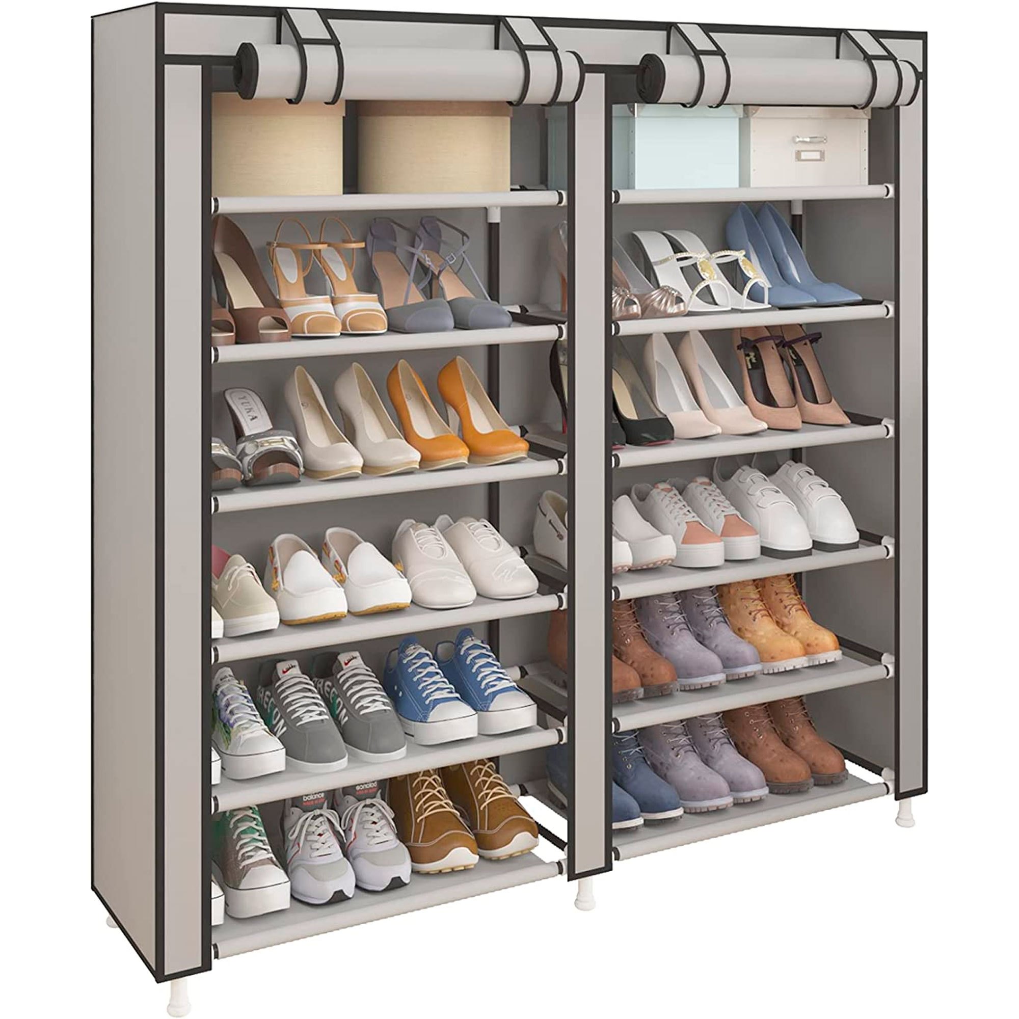 TEMU Armario Zapatero Tela Home con Puertas Cremallera 110x120x30cm - Organizador de Zapatos con Capacidad para 36