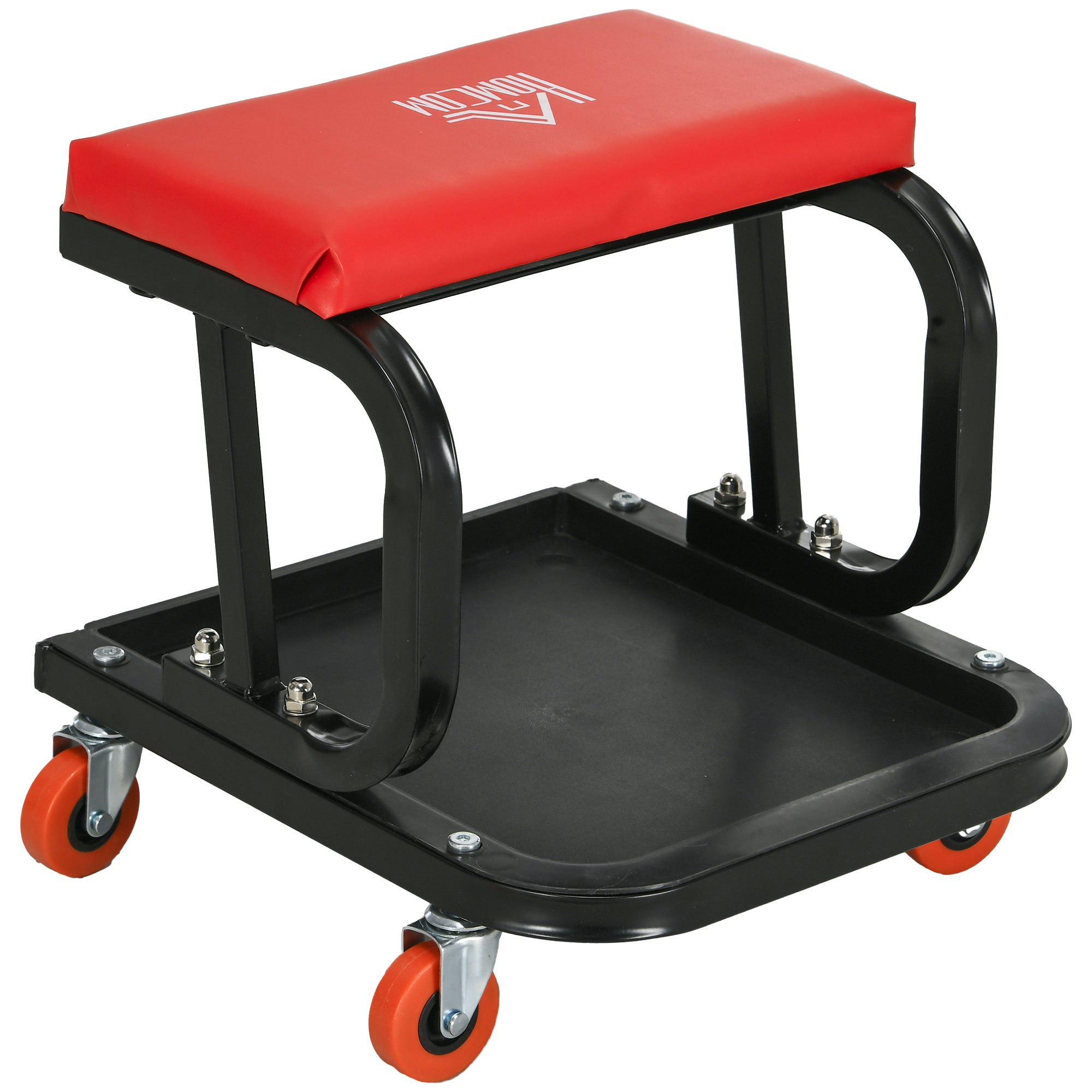 TEMU Workshop Stool, Rolling Mechanic Stool With 360 Degree Swivel, Padded Seat, Tool Tray, For Garage, Workshop, Auto Repair