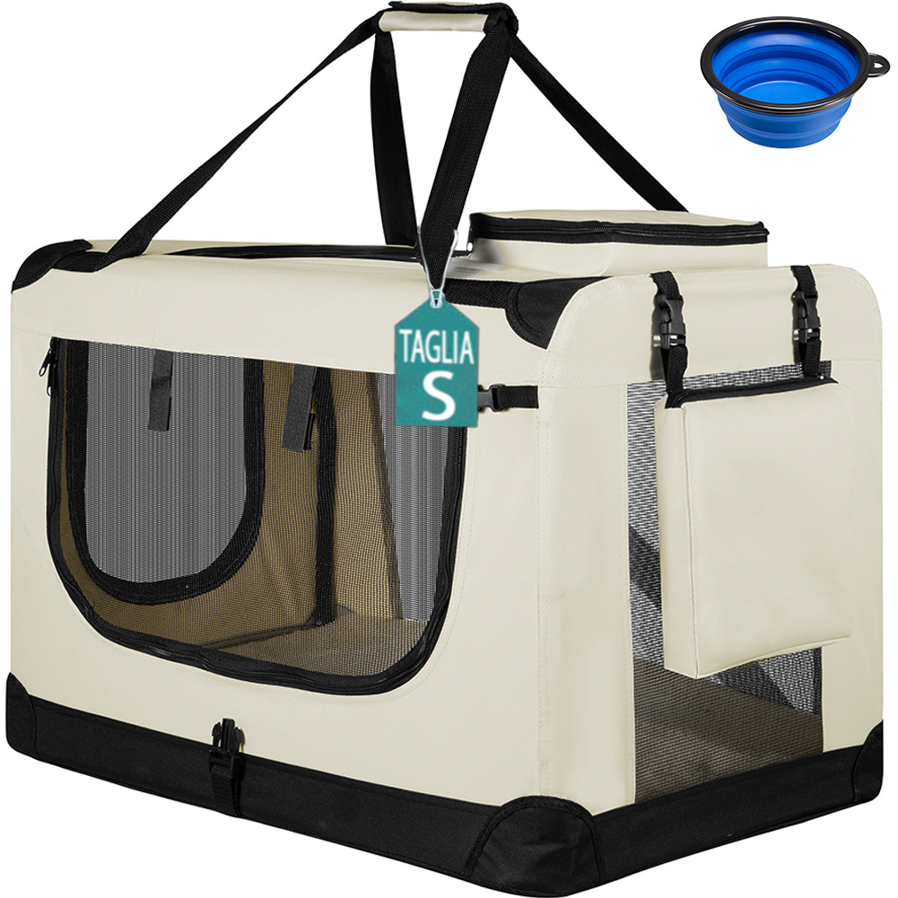 Size L Foldable Cage For Dogs And Cats Beige