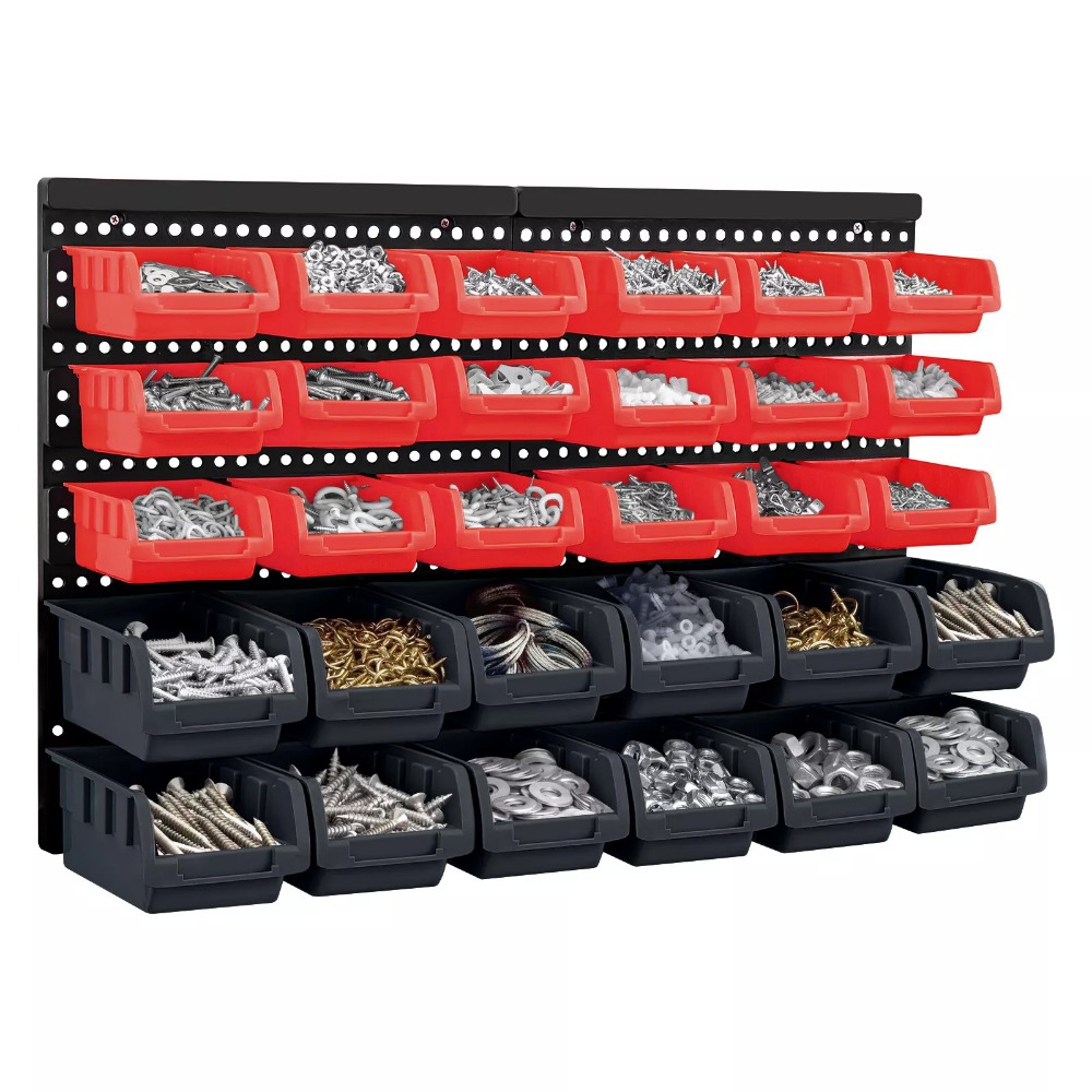 32pc heavy duty wall mounted storage bins set wall mounted garage storage kit garage tool organizer   for screws nuts bolts nails beads small hardware with   and durable plastic pegboard