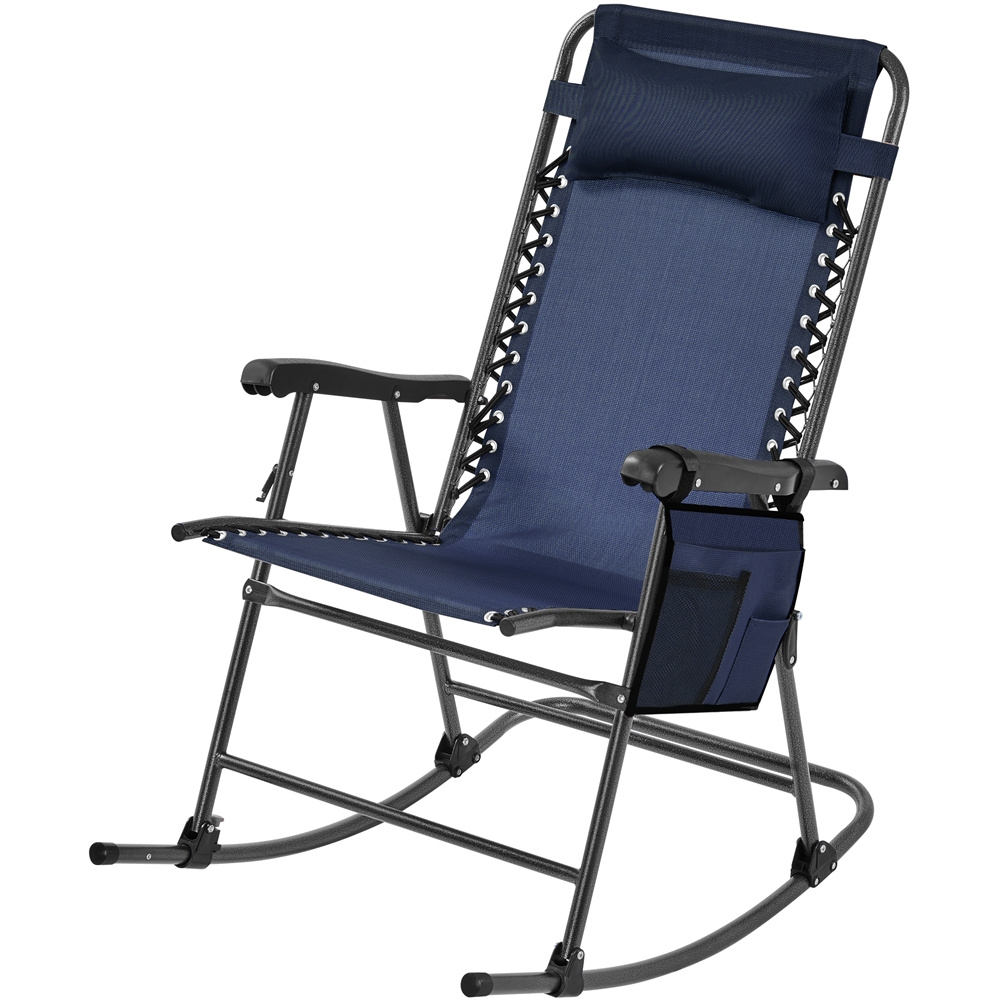 TEMU Costoffs Folding Rocking Chair, Lounge Chair, Beach Chair, Garden Chair With Headrest, Removable, Foldable Outdoor Chair For Outdoor Use