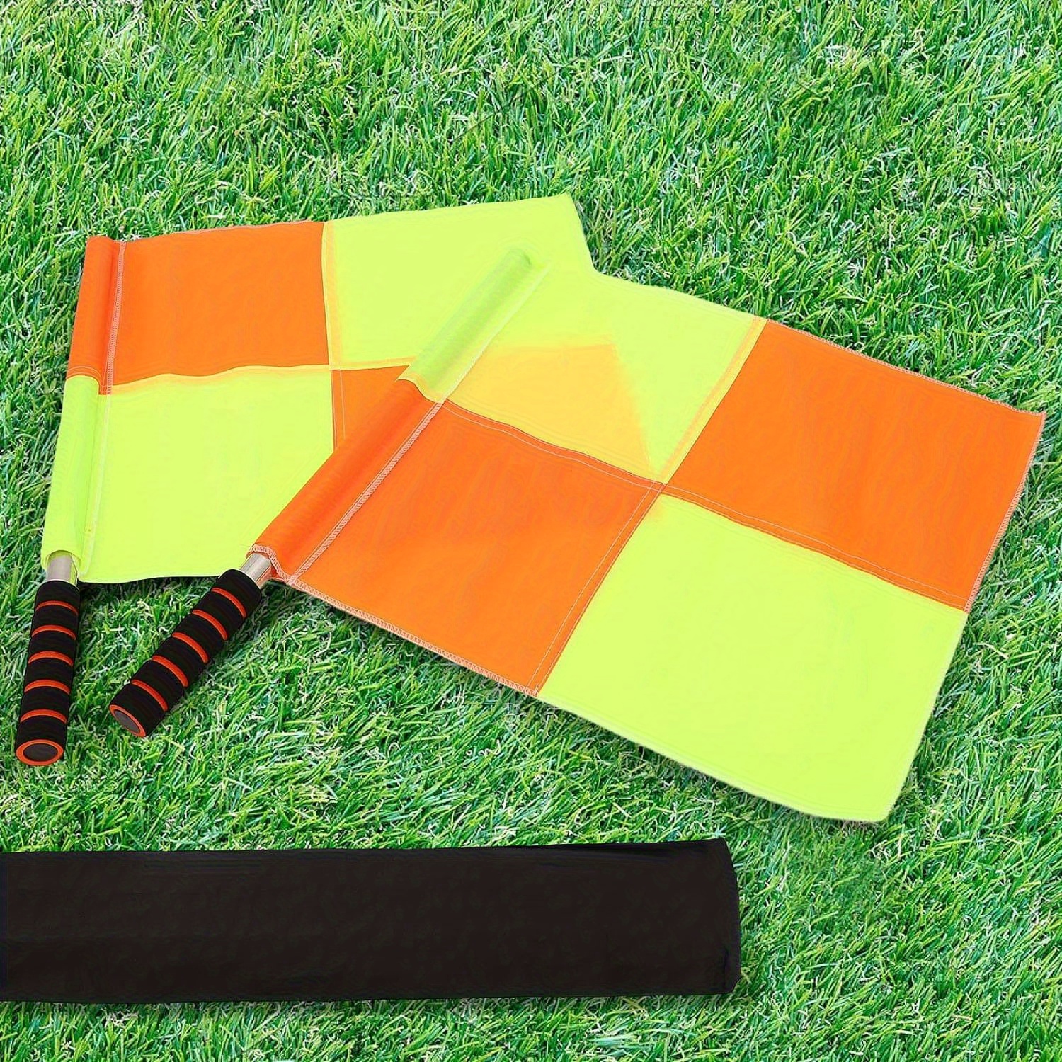 TEMU 2pcs Linesman Flags Referee Flag Training Border Flag Set Referee Flag For Sports Games Football
