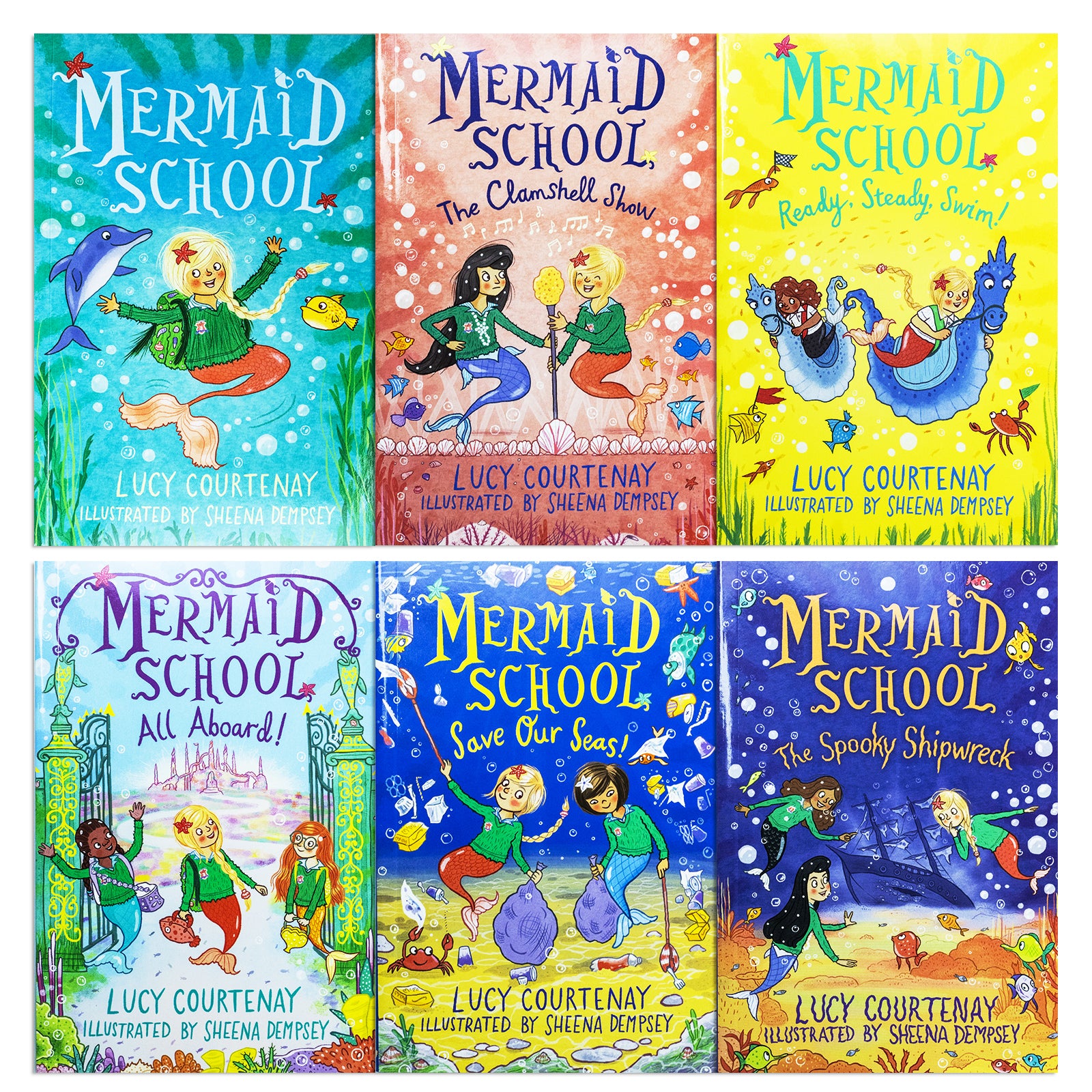 TEMU Mermaid School Series 6 Books Collection Box Set By Courtenay & Dempsey (mermaid School The Clamshell Show Ready Steady Swim! All Aboard! Save