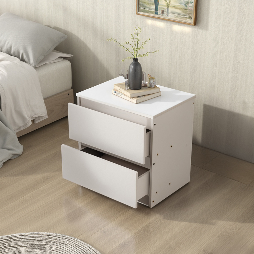 TEMU White 2 Drawers Wooden Bedroom Bedside Cabinet No Handle Storage Nightstand Side Table, Modern Nightstand End Table, Versatile Sofa Side End