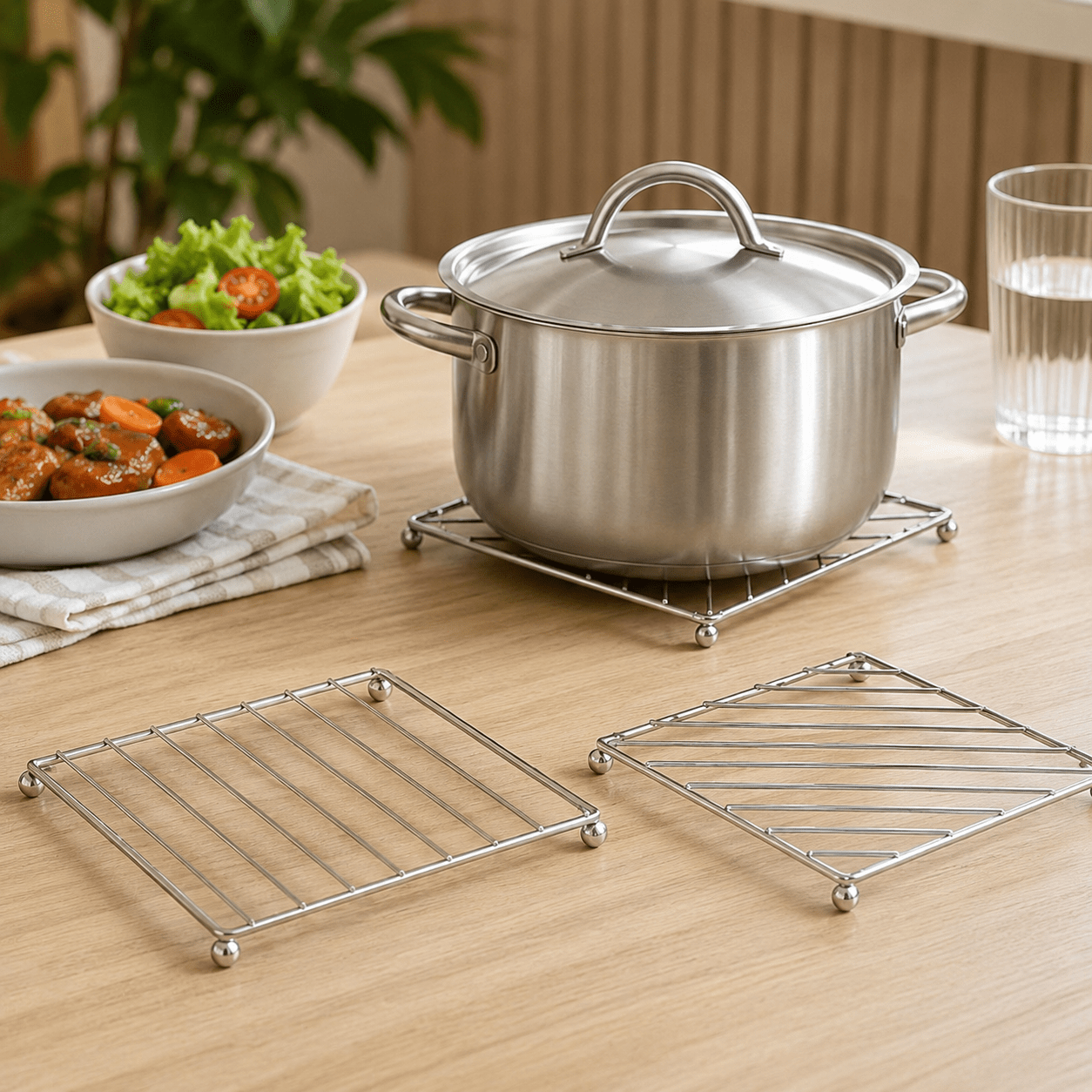 TEMU 3pcs Stainless Steel Trivet Set Heat Resistant Pot Stands Pads For Pans Pots Kettles And Dishes