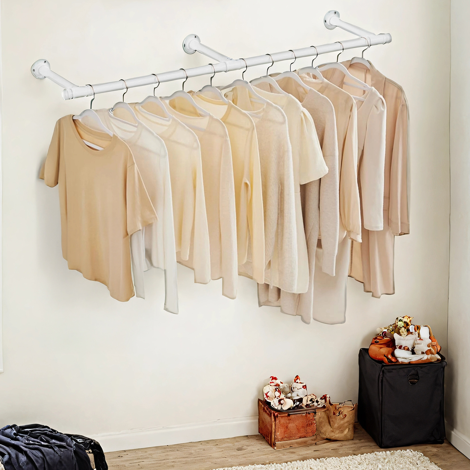 Image of Wall-mounted Clothes Rail, Coat Rack, Wall Installation, , Space-, Easy Assembly
