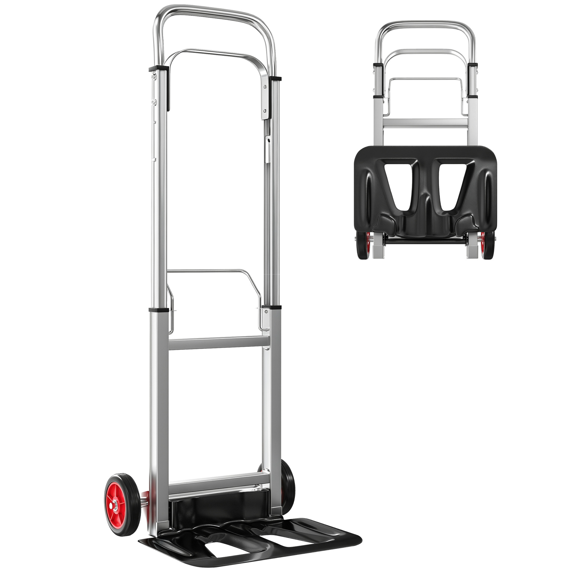 TEMU Plegable de Aluminio con Mango Telescópico Ajustable, Carga 90 kg, de con Ruedas, para Garaje, Oficina, Equipaje, Viajes, Mudanzas y Compras,