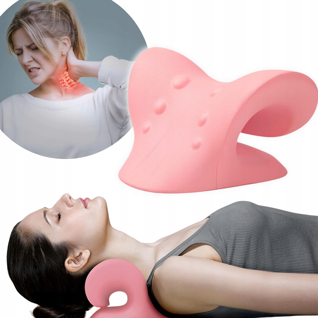 Image of Neck Stretching Pillow, Traction Pillow, Hump And Posture Corrector, Relaxing Orthopedic Rehabilitation Pain Relief Pillow For Neck, Shoulders, Back – 1 Piece