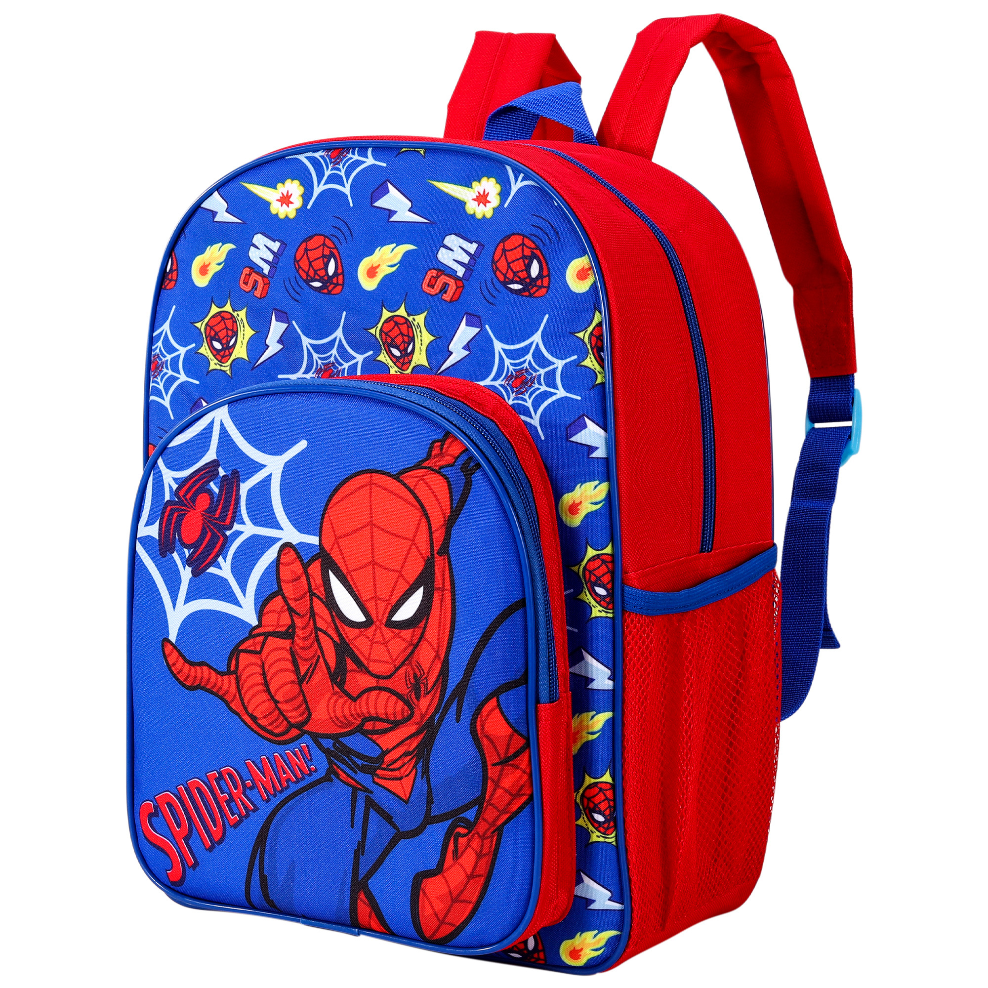 TEMU Spiderman Kids Childrens Premium Backpack School Rucksack Travel Bag With Side Mesh Pocket And Front Zipped Pocket