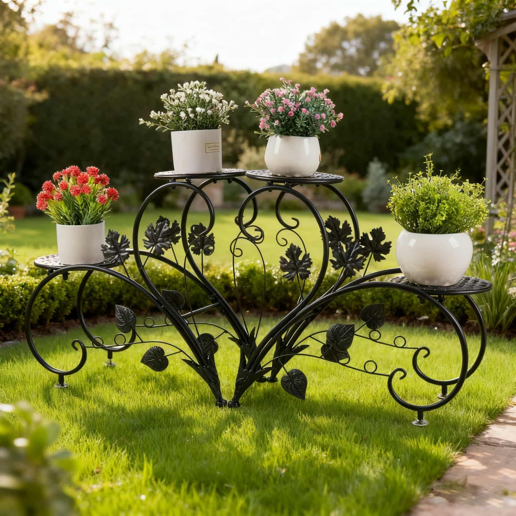 TEMU Wsifor 1 Pair Of Tall Plant Pot Stands Garden Patio Metal Iron Flower Planter Rack Elegant Art Display Shelf For Planters Flowers Living Room,