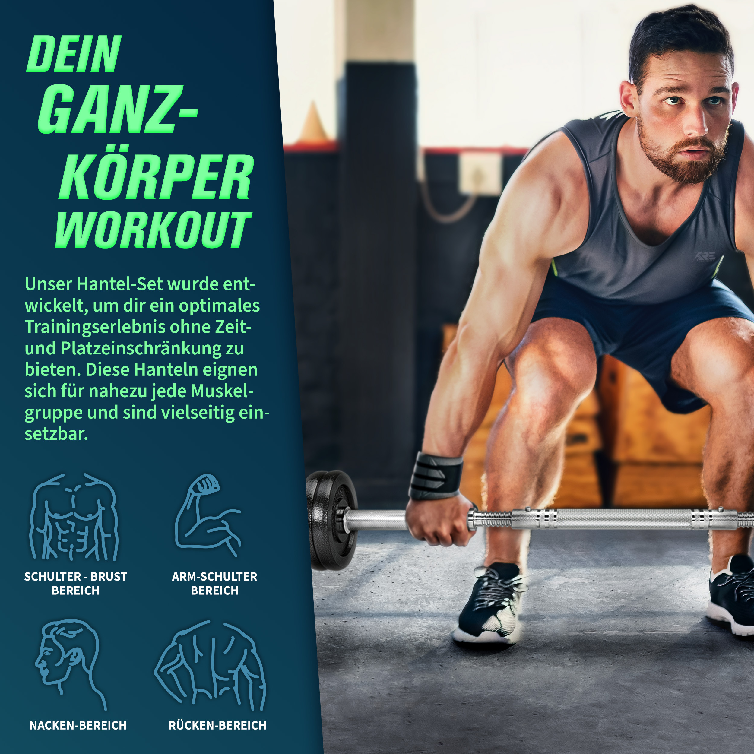 RE:SPORT® 2-in-1 halterset 15 - 60 kg