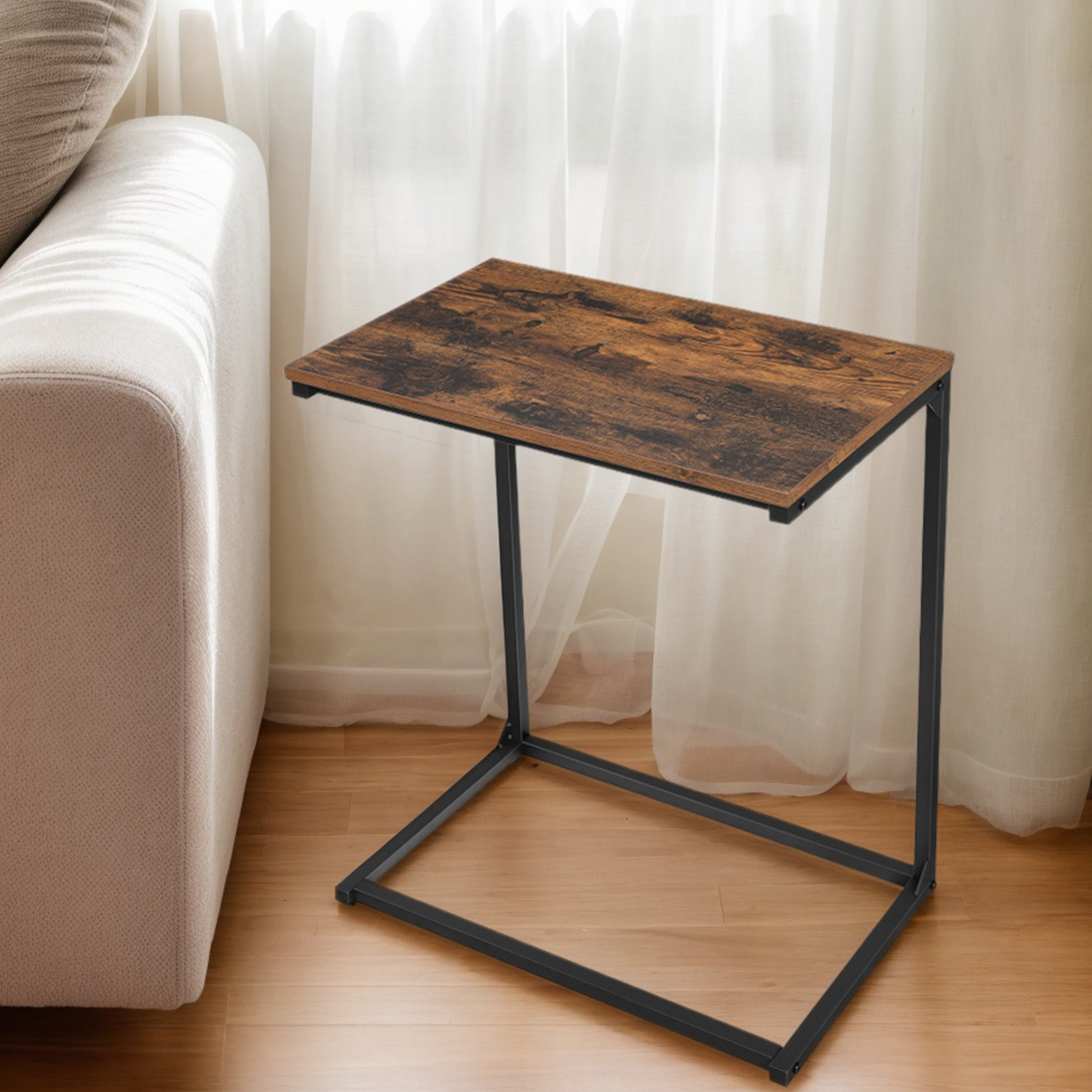 Folding Table, Small Sofa Table, Side Table, Sturdy And Durable, Suitable For Multiple Scenes, , And Black