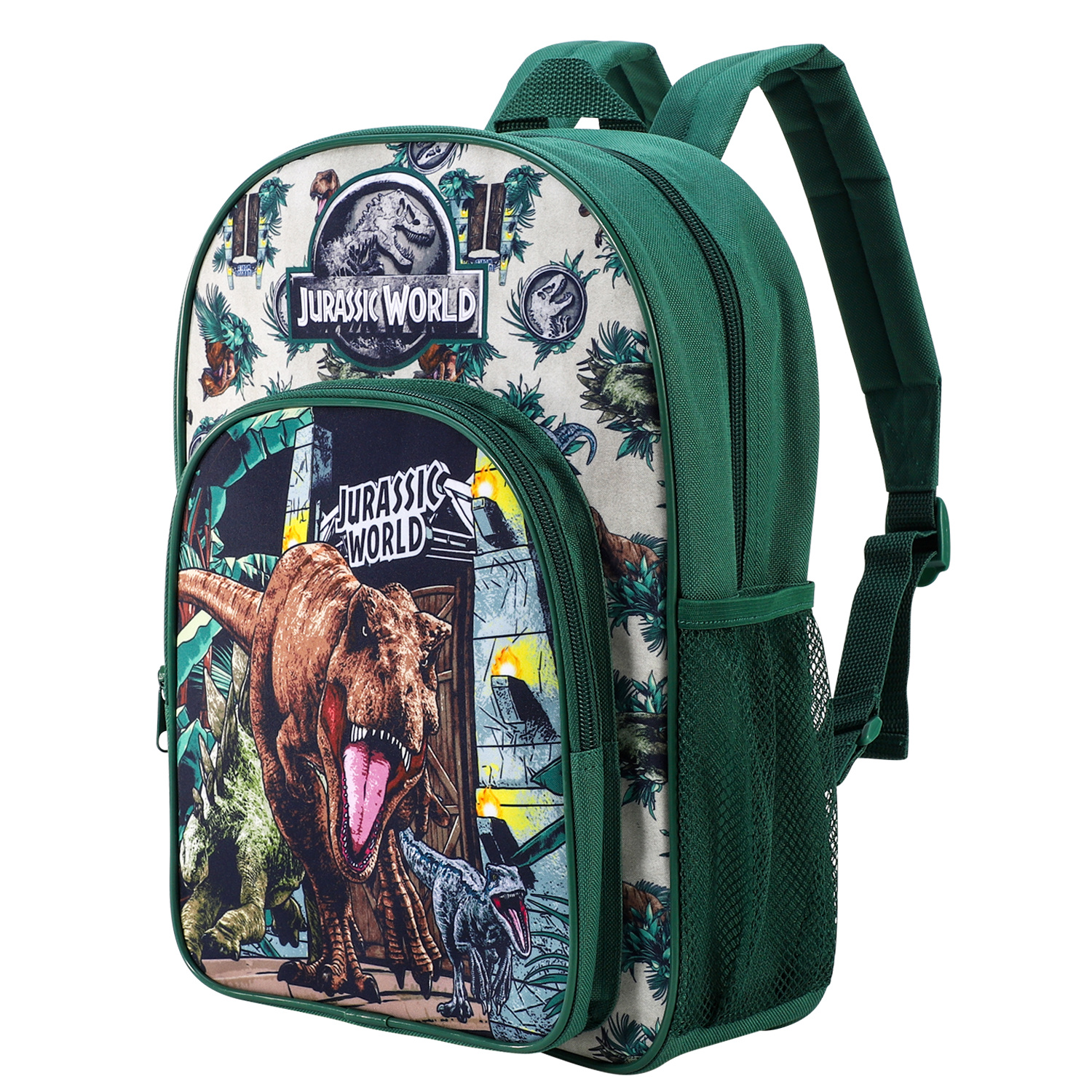 TEMU Jurassic Childrens Premium Backpack School Rucksack Travel Bag With Side Mesh Pocket And Front Zipped Pocket