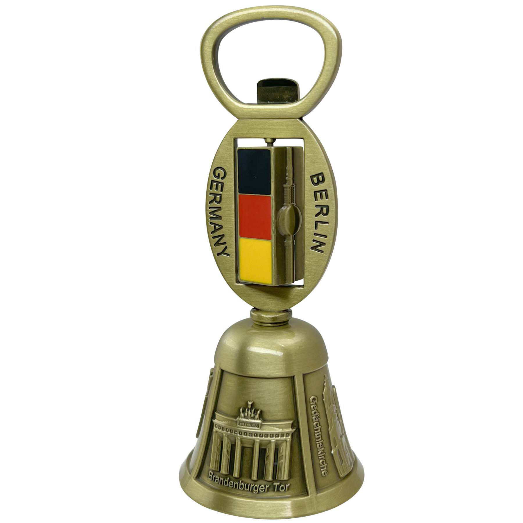 Image of Table Bell - Metal Hand Bell With Berlin Buildings As Berlin And Germany Souvenir With Integrated Opener Funny Classic Edition