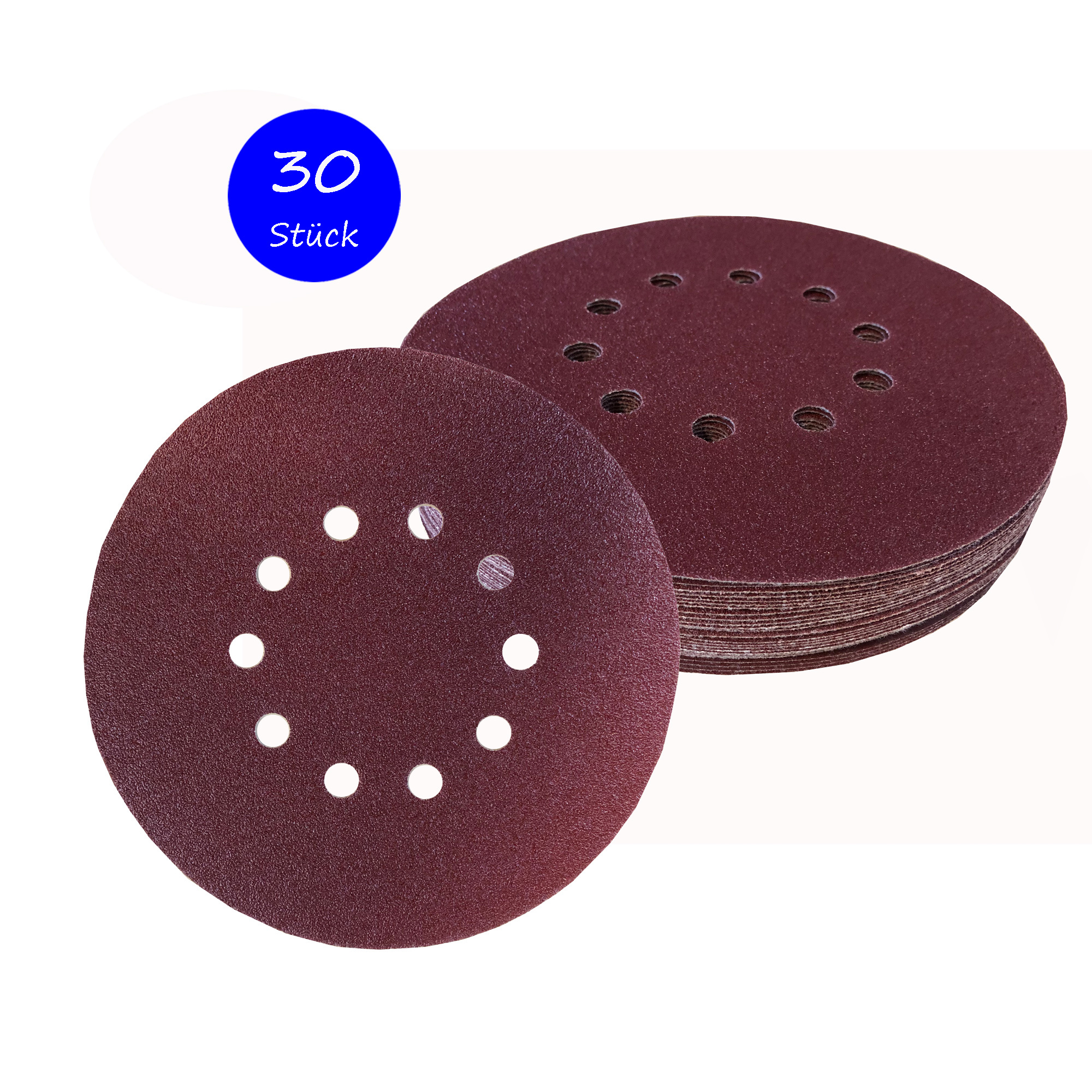 Image of 30pcs Set Of Grinding Discs Ø 225 Mm, Grit 6 X 60/80/120/180/240, 10-hole, For Multi-grinders And Drywall Grinders (giraffe)