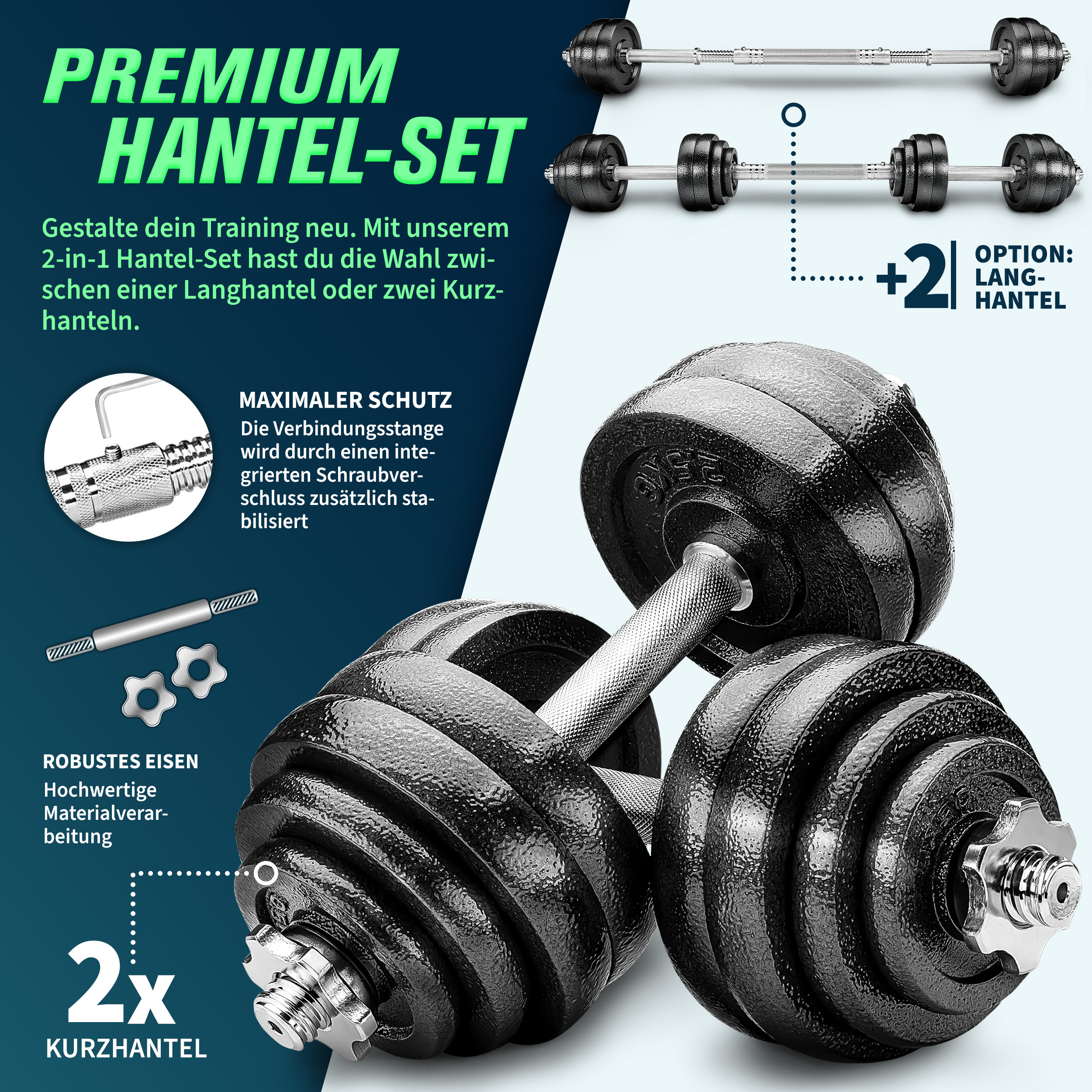 RE:SPORT® 2-in-1 halterset 15 - 60 kg